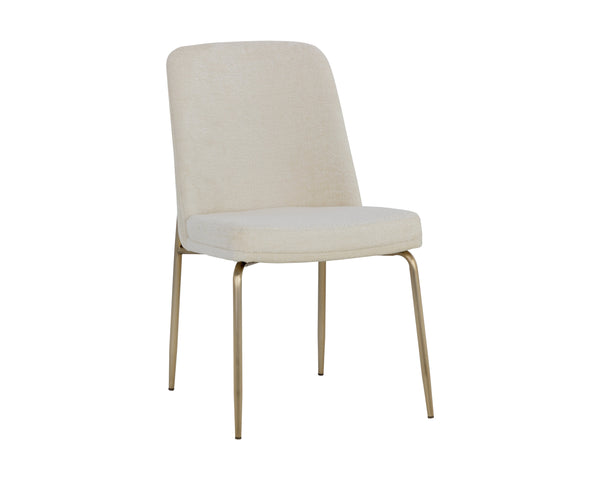 Sunpan Zeke Dining Chair - Elegant Comfort with Classic Silhouette for Modern Living Spaces and Dining Areas Antique Brass / Bergen Ivory
