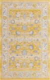 Unique Loom Whitney Bordeaux Machine Made Floral / Botanical Rug Tuscan Yellow, Blue/Ivory/Gray 5' 3" x 8' 0"