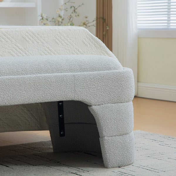 English Elm 64.96"wide Boucle Upholstered Armless Bench Textural Seat for Bedroom Entryway Light Gray W3189P445988