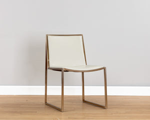 Sunpan Blair Dining Chair Set - Chic Antique Brass Frame with Luxurious Smooth Leather for Modern Spaces Castillo Cream