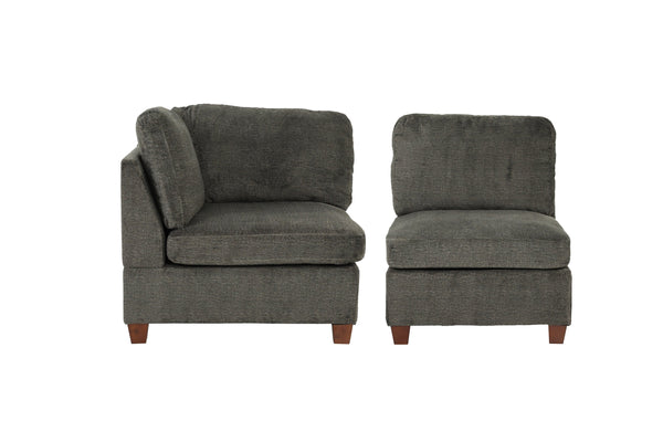 English Elm Modular 2-Piece Gray Chenille Set - Flexible Seating For Modern Living Rooms & Lounges, Durable Comfort B089S00001
