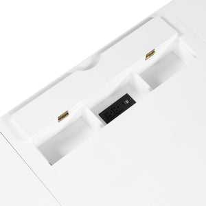 English Elm 67" White Executive Desk with Cabinet Storage Drawers and Usb Ports for Home Office N751S415499K