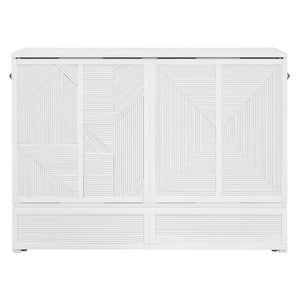 English Elm Full Size Murphy Bed Cabinet with Usb Charging Drawer and Rolling Base for Studios LP000597AAK