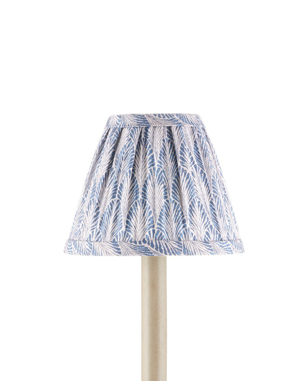 Currey & Company Plume Elegant Tapered Chandelier Shade With Fan-like Pattern By Lacefield Designs For Stunning Décor Blue Cotton 0900-0051-currey-company