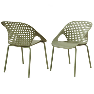 English Elm Eldred Outdoor Stackable Dining Chairs Set of 2 Uv Resistant Patio Seating Sage Green N776P390454G