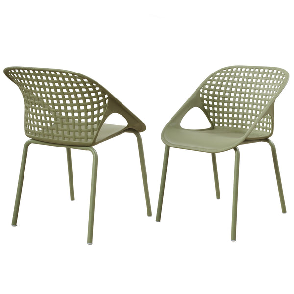 English Elm Eldred Outdoor Stackable Dining Chairs Set of 2 Uv Resistant Patio Seating Sage Green N776P390454G