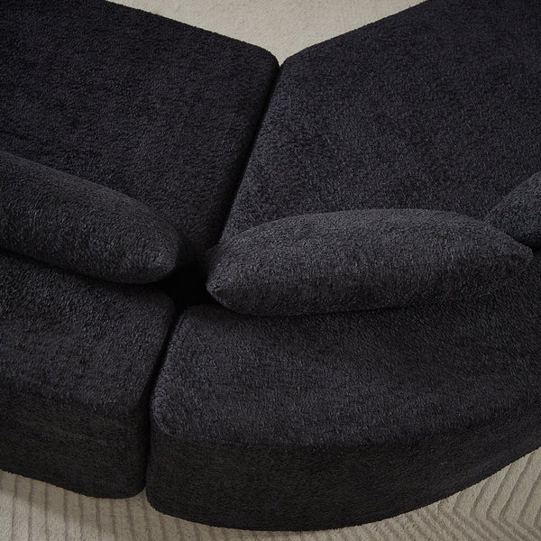 English Elm 106.3-inch Modular Chenille Sectional with Curved Ottomans for Modern Living Rooms W3505P383964