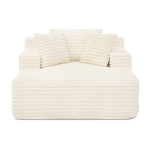 English Elm Living Compressed Chaise Foam Sofa Bed Corduroy Cloud Couch Beige - Fluffy No-Frame Deep Seat W1413P316759