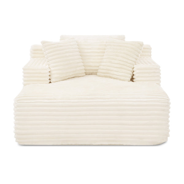 English Elm Living Compressed Chaise Foam Sofa Bed Corduroy Cloud Couch Beige - Fluffy No-Frame Deep Seat W1413P316759