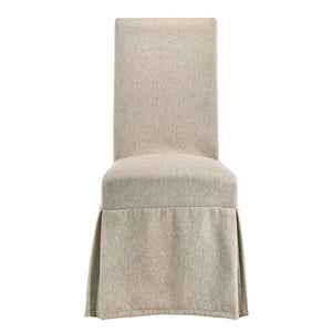 English Elm Tan Skirted Side Chairs (Set of 2) — Elegant Tan Upholstery, Skirted Design, Stackable Base for Storage and Versatile Dining or Living Room Seating Comfort B062P185703