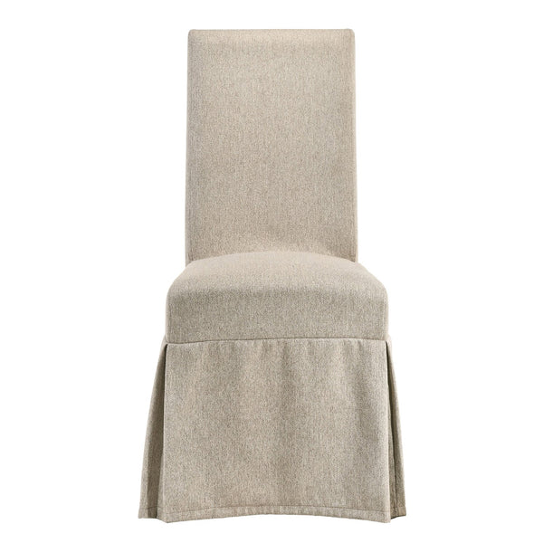 English Elm Tan Skirted Side Chairs (Set of 2) — Elegant Tan Upholstery, Skirted Design, Stackable Base for Storage and Versatile Dining or Living Room Seating Comfort B062P185703