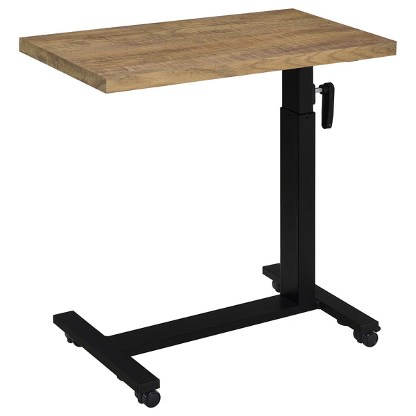 English Elm Geary Mango Height-Adjustable Mobile C-Table with Hand Crank, Locking Casters, Slim C-Base for Bedside Use B062P375562