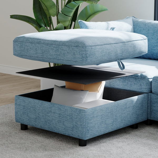 English Elm Modular Sectional Sofa Set With Storage – Stylish, Convertible 1+2+3 Seat Design For Cozy Living Rooms W680S00019