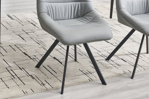 English Elm Dining Thickened Fabric Chair Set of 2 with Metal Legs — Cozy Modern Bar-Style Seating for Kitchen and Dining Spaces Grey W1249P243510