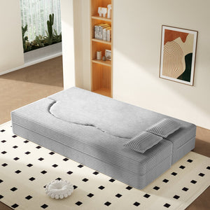 English Elm Modern Corduroy Floor Sofa Foldable Twin Sleeper Foam Filled for Compact Living Spaces Light Grey W1885P435361