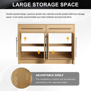English Elm 48" Freestanding Bathroom Vanity with Resin Sink and Spacious Cabinet, Soft-Close Doors, Durable Finish Oak W1972S00025