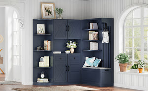English Elm Multifunctional Hall Cabinet – Stylish 2-In-1 Storage Solution With Hooks For Entryway & Living Room W1580S00187