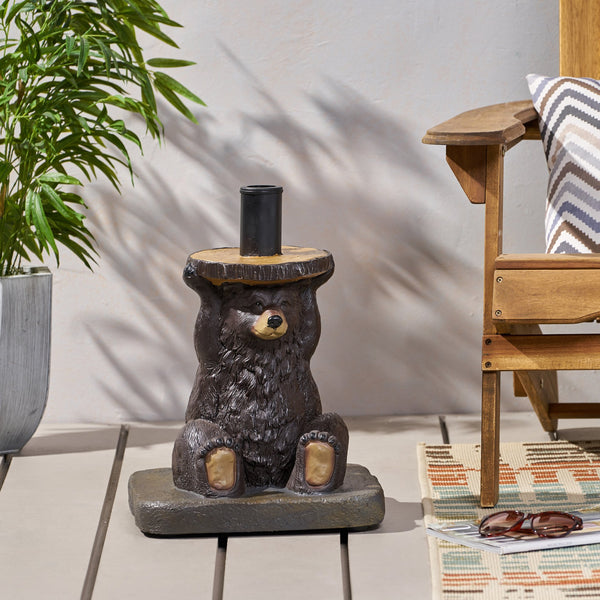 English Elm Christopher Knight Home® - BEAR Umbrella Base Dark Brown Concrete Resin Finish, Handcrafted Lightweight Design, No Assembly Needed 67766.00DBRN