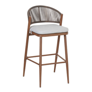 English Elm Christopher Knight Home® - Outdoor 30.25" Barstool Set Of 2 - Stylish Aluminum Frame With Pe Rattan Backrest, Teak Finish N772P245120T