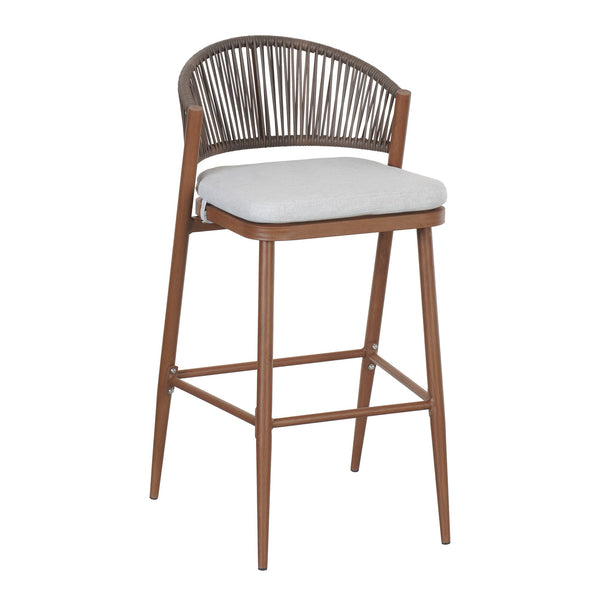 English Elm Christopher Knight Home® - Outdoor 30.25" Barstool Set Of 2 - Stylish Aluminum Frame With Pe Rattan Backrest, Teak Finish N772P245120T