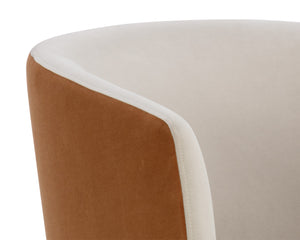 Sunpan Sarina Swivel Lounge Chair - Modern Meg Taupe & Gold, Stylish Iron Design for Home Comfort & Elegance