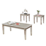 English Elm Barent Contemporary Wood 3-Piece Coffee Table Set With Mirrored Legs, Champagne