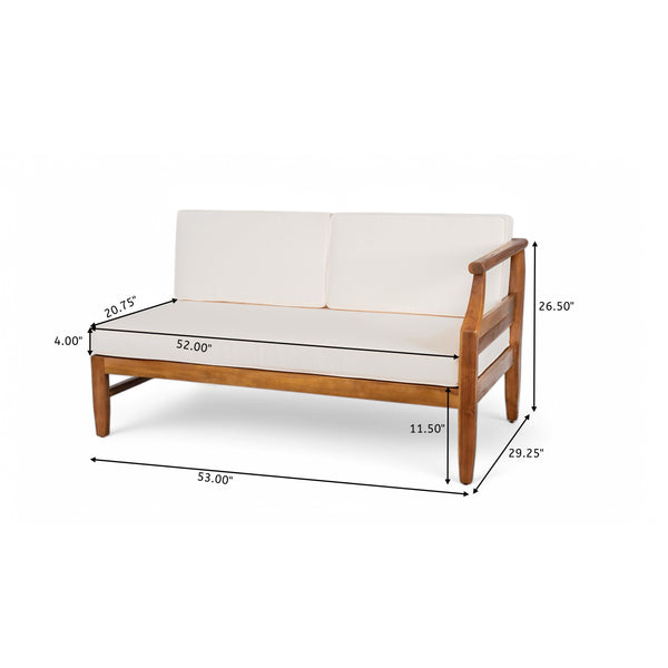 English Elm Christopher Knight Home® - Aston Right-Side Two-Seater Sofa - Weather-Resistant Acacia Wood With Removable Cushions For Comfort N773P252038B