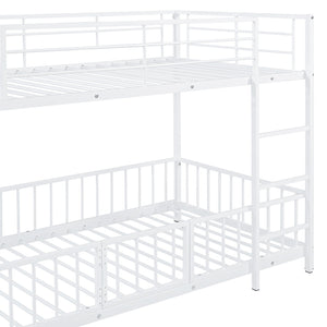 English Elm Twin Twin over Twin metal bunk bed with slide, guardrails and convertible loft design for safety and playfulness White SF000169AAK