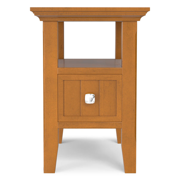 English Elm Acadian Solid Pine Narrow End Table with Drawer and Shelf for Small Spaces B136P419896