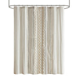 INK+IVY Imani Mid-Century Cotton Printed Shower Curtain with Chenille II70-1121 Ivory