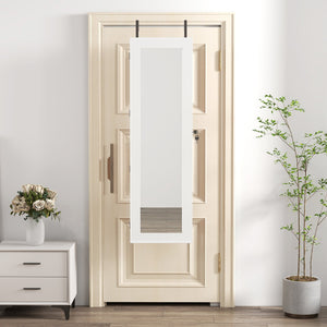 English Elm Solid Wood Wall Mounted Jewelry Armoire with Led Lighting and Full Length Mirror W2640P454224