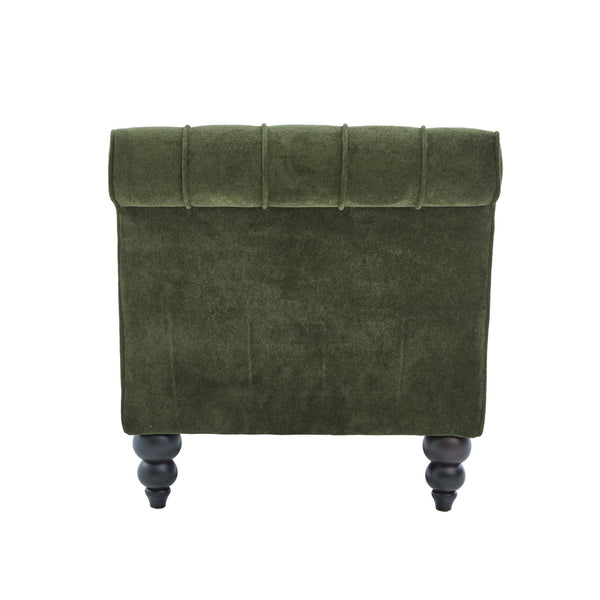 English Elm Chaise Lounge Velvet Upholstered Accent Chair with Birch Legs for Living Room Decor Forest Green N776P412298G