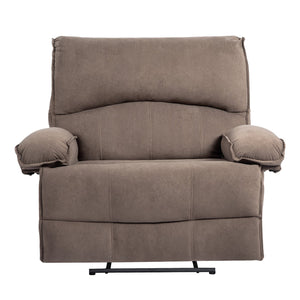 English Elm Oversized Velvet Push-Back Recliner Chair Sofa with Massage Pillow, Super Soft Fleece Comfort and Easy Assembly Brown W1403S00004