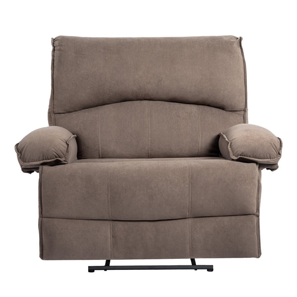 English Elm Oversized Velvet Push-Back Recliner Chair Sofa with Massage Pillow, Super Soft Fleece Comfort and Easy Assembly Brown W1403S00004