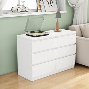 English Elm 19.7-inch Matte Finish 3 Drawer Nightstand Set of 2 Handle Free Modern Bedroom Storage White W3151S00079
