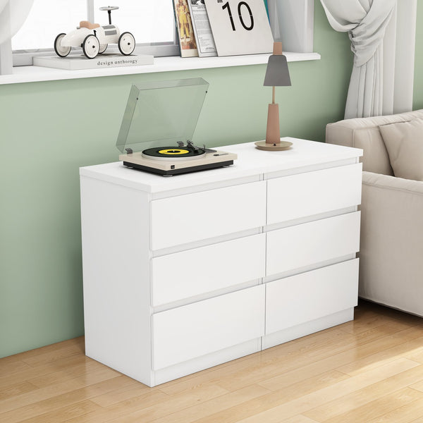 English Elm 19.7-inch Matte Finish 3 Drawer Nightstand Set of 2 Handle Free Modern Bedroom Storage White W3151S00079