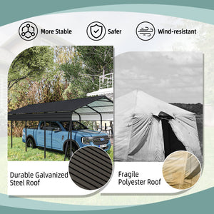 English Elm Metal Carport 12x20 Galvanized Steel Canopy Heavy Duty Outdoor Garage Shelter Kit W1598S00018