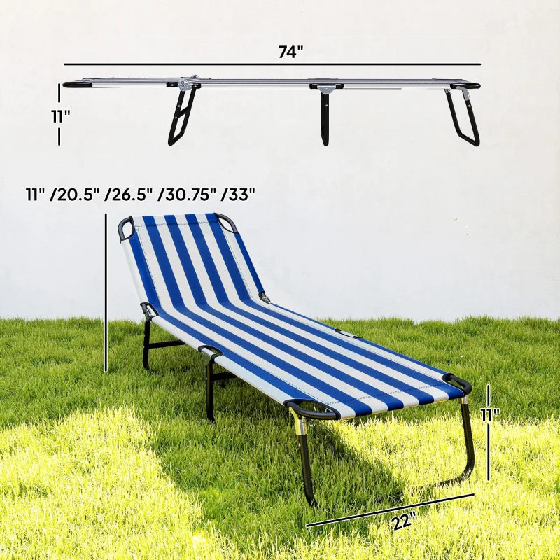 English Elm Camping Folding Chaise Lounge Oxford Fabric Recliner for Beach Pool or Patio T3971P476903