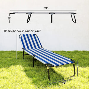 English Elm Camping Folding Chaise Lounge Oxford Fabric Recliner for Beach Pool or Patio T3971P476903