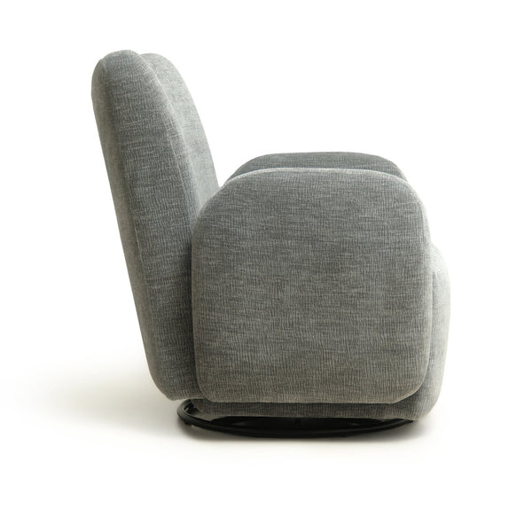 English Elm 360° 360 Swivel Accent Chair Plush Chenille Upholstered Circular Seat for Living Room Office Dark Grey W2901P463495