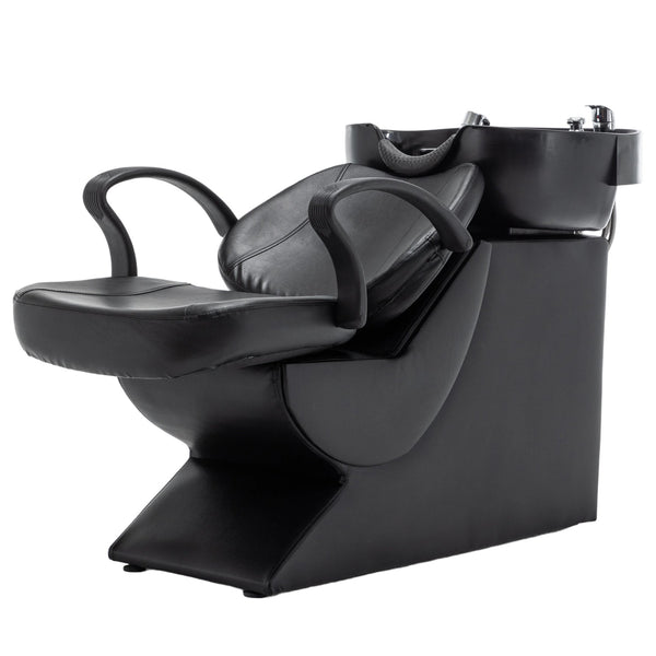 English Elm Shampoo Bowl Chair Set with Abs Basin Pu Leather Seat and Built in Side Storage W1422P453658