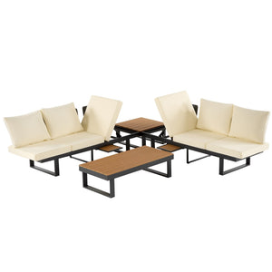 English Elm Outdoor Sectional Sofa Set - Stylish Modular Patio Seating With Adjustable Recline & Storage Solutions N719Z000170A-GIGA