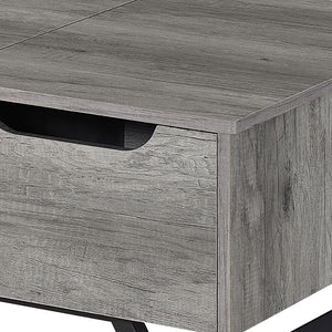 English Elm Grey Oak Rectangular Lift-Top Coffee Table with Storage Drawer, Metal Splayed Legs, Modern Rustic Appeal B062P191130