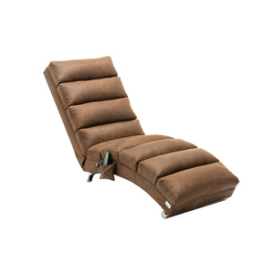 English Elm Linen Ergonomic Massage Chaise Lounge with Remote, 140° Recliner Long Lounger for Office Home W395P184846