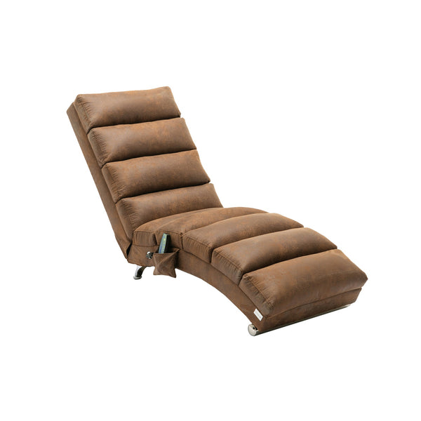 English Elm Linen Ergonomic Massage Chaise Lounge with Remote, 140° Recliner Long Lounger for Office Home W395P184846