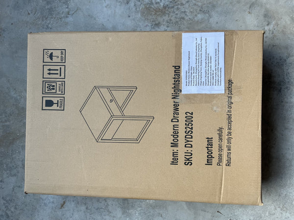 English Elm Modern Compact Nightstand with Drawer and Wood Knob, Minimalist MDF Bedside Table for Small Spaces White 24.8 L x 17.72 W x 5.12 H W808P298012