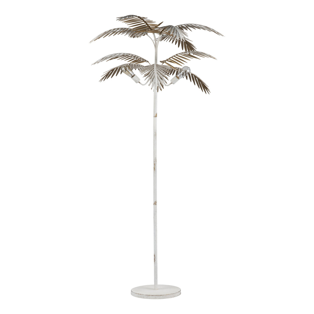 Crestview Collection 78.5"H Tropical Triple Light Metal Floor Lamp With Hand-finished Palm Fronds For Cozy Ambiance   Cvazer177