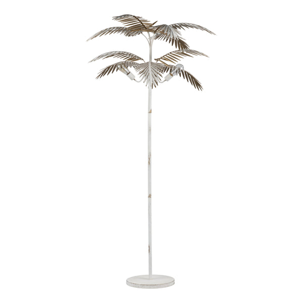 Crestview Collection 78.5"H Tropical Triple Light Metal Floor Lamp With Hand-finished Palm Fronds For Cozy Ambiance   Cvazer177