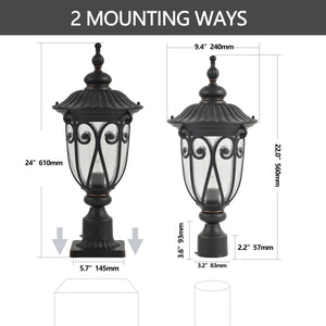 English Elm 23"(h) Vintage Outdoor Wall Sconce Black Iron Bubble Glass Porch Patio Lantern Light W2312P478263