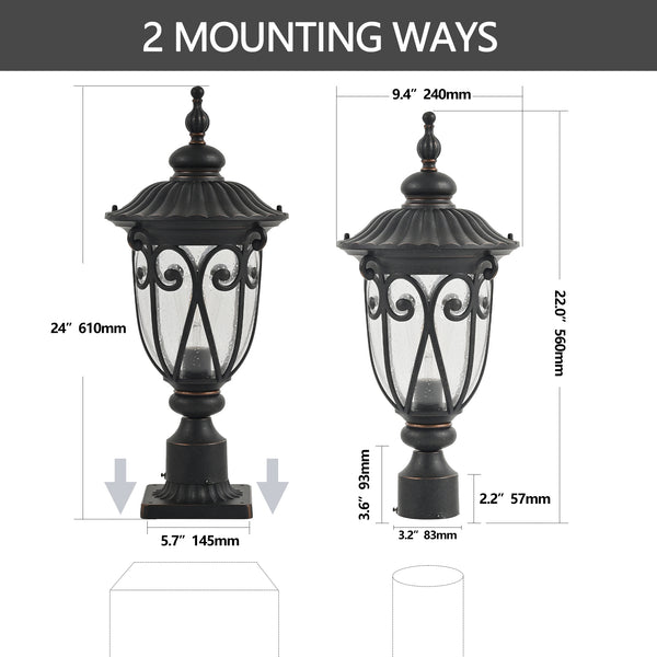 English Elm 23"(h) Vintage Outdoor Wall Sconce Black Iron Bubble Glass Porch Patio Lantern Light W2312P478263